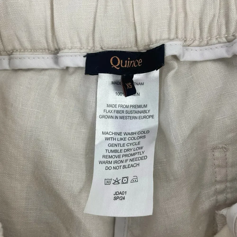 Quince 100% European Linen Drawstring Crop Pants Sand Beige Size XS